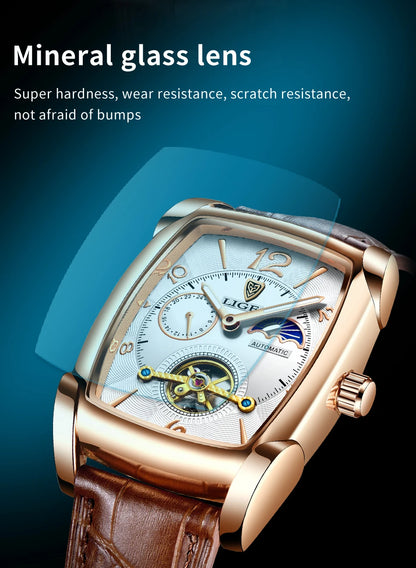 LIGE LG8949 – Montre Mécanique Homme (Édition Business & Phase de Lune)