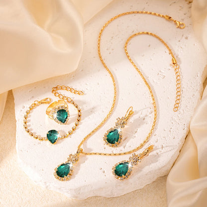 Coffret Goutte d’Émeraude – Montre & Bijoux Élégance Royale (6 pièces)