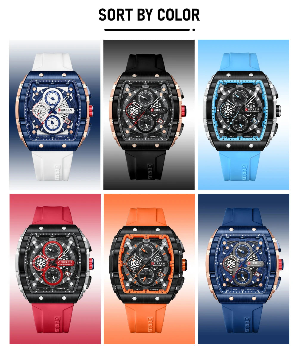 Montre CURREN 8442 – Design Rectangulaire & Style Sport Chic (Édition Limitée)