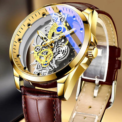 Montre Squelette Automatique – Mécanisme Apparent & Finitions Luxueuses (Cuir ou Acier)