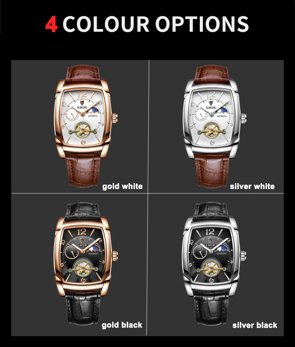 LIGE LG8949 – Montre Mécanique Homme (Édition Business & Phase de Lune)