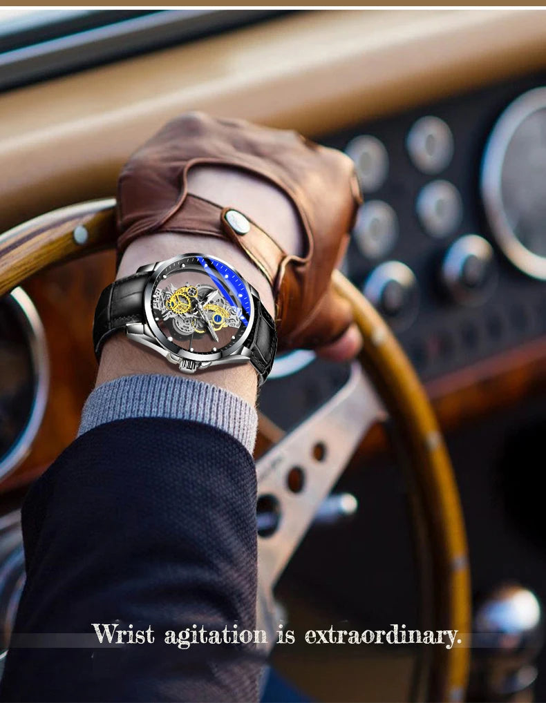 Montre Squelette Automatique – Mécanisme Apparent & Finitions Luxueuses (Cuir ou Acier)