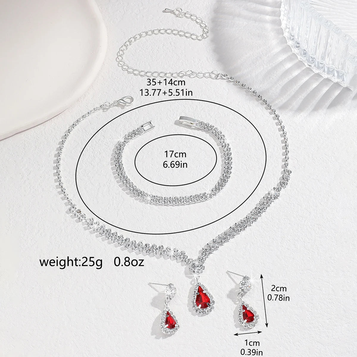 Parure Mariée – Série Claw Chain Goutte d’Eau (4 pièces)