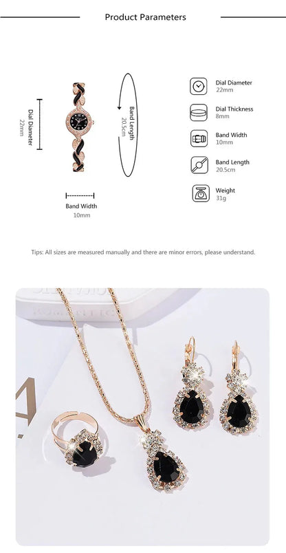 Coffret LVPAI Noir Opulence – Montre & Bijoux Souverains (6 pièces)