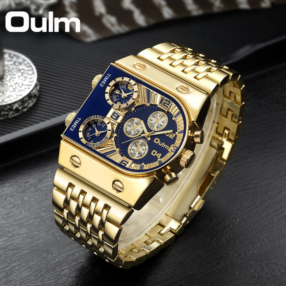 Oulm 9315 – Montre Carrée Homme Multi-Cadrans (Édition Or & Luminance)