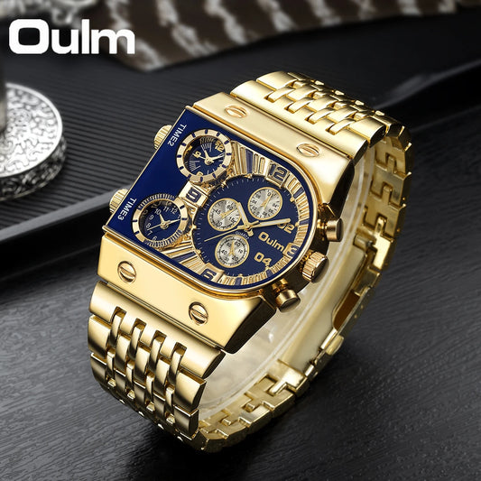 Oulm 9315 – Montre Carrée Homme Multi-Cadrans (Édition Or & Luminance)