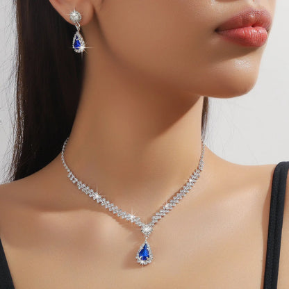 Parure Cristal Impérial – Collier Goutte & Boucles (Édition Mariage)