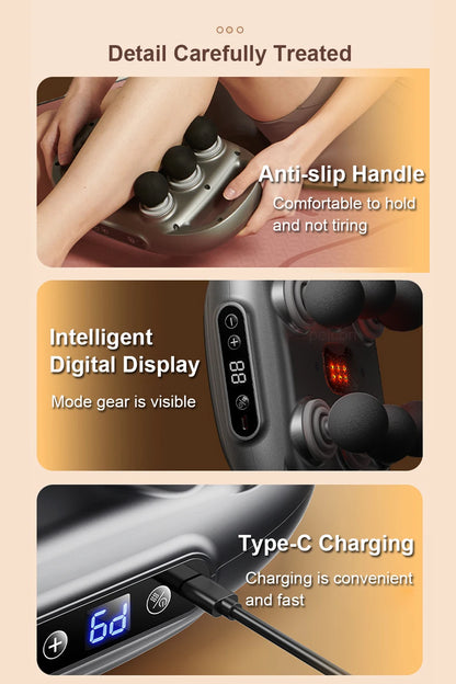 Pistolet de Massage Fascia 6 Têtes – Haute Fréquence & Relaxation Profonde
