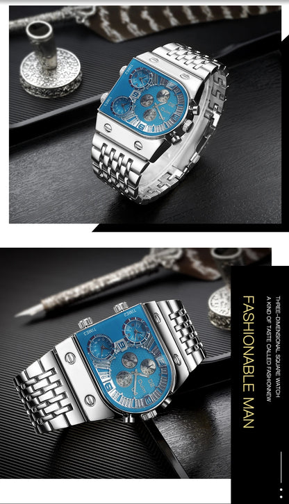 Oulm 9315 – Montre Carrée Homme Multi-Cadrans (Édition Or & Luminance)