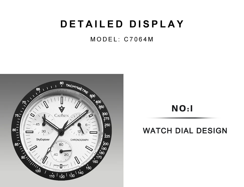 CADISEN C7064 – Chronographe Prestige VK68 (Édition Sport Vintage)