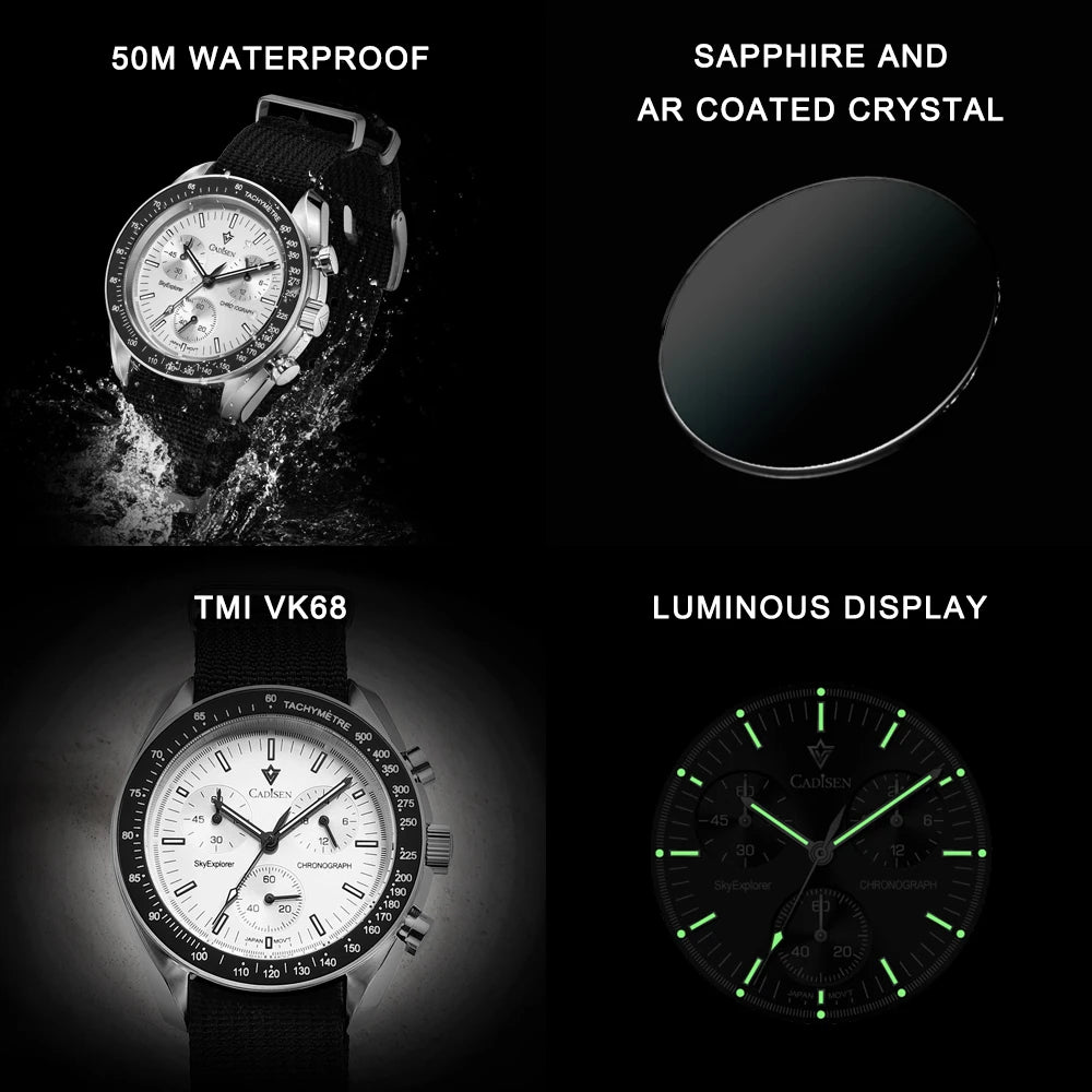 CADISEN C7064 – Chronographe Prestige VK68 (Édition Sport Vintage)