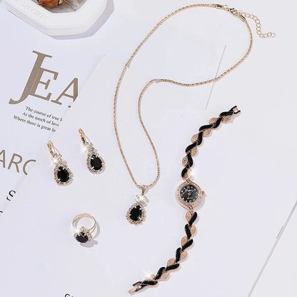 Coffret LVPAI Noir Opulence – Montre & Bijoux Souverains (6 pièces)