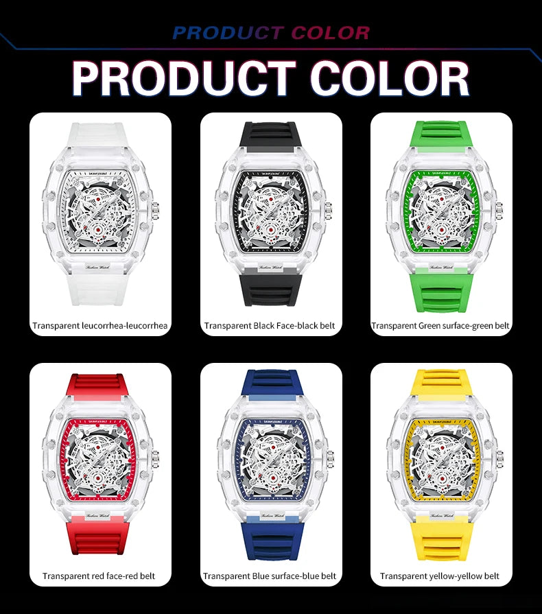 Montre “Squelette de Lumière” – Quartz Transparent de Luxe (Édition Limitée)
