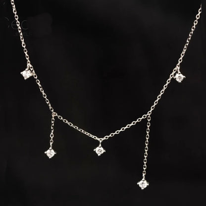 Collier Étoiles Scintillantes – Zircon & Argent 925 (Plaqué Or 18K)