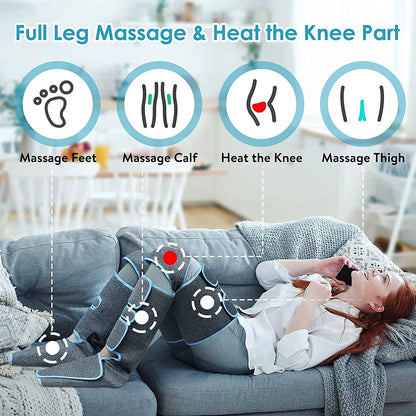 Massage Jambes 360° avec Chauffe Genoux – Sans Fil & Compression Intelligente