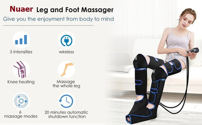 Massage Jambes 360° avec Chauffe Genoux – Sans Fil & Compression Intelligente