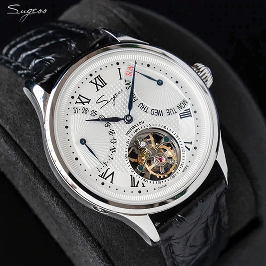 SUGESS ST8004 – Tourbillon Mécanique Prestige (Édition Cuir Crocodile)