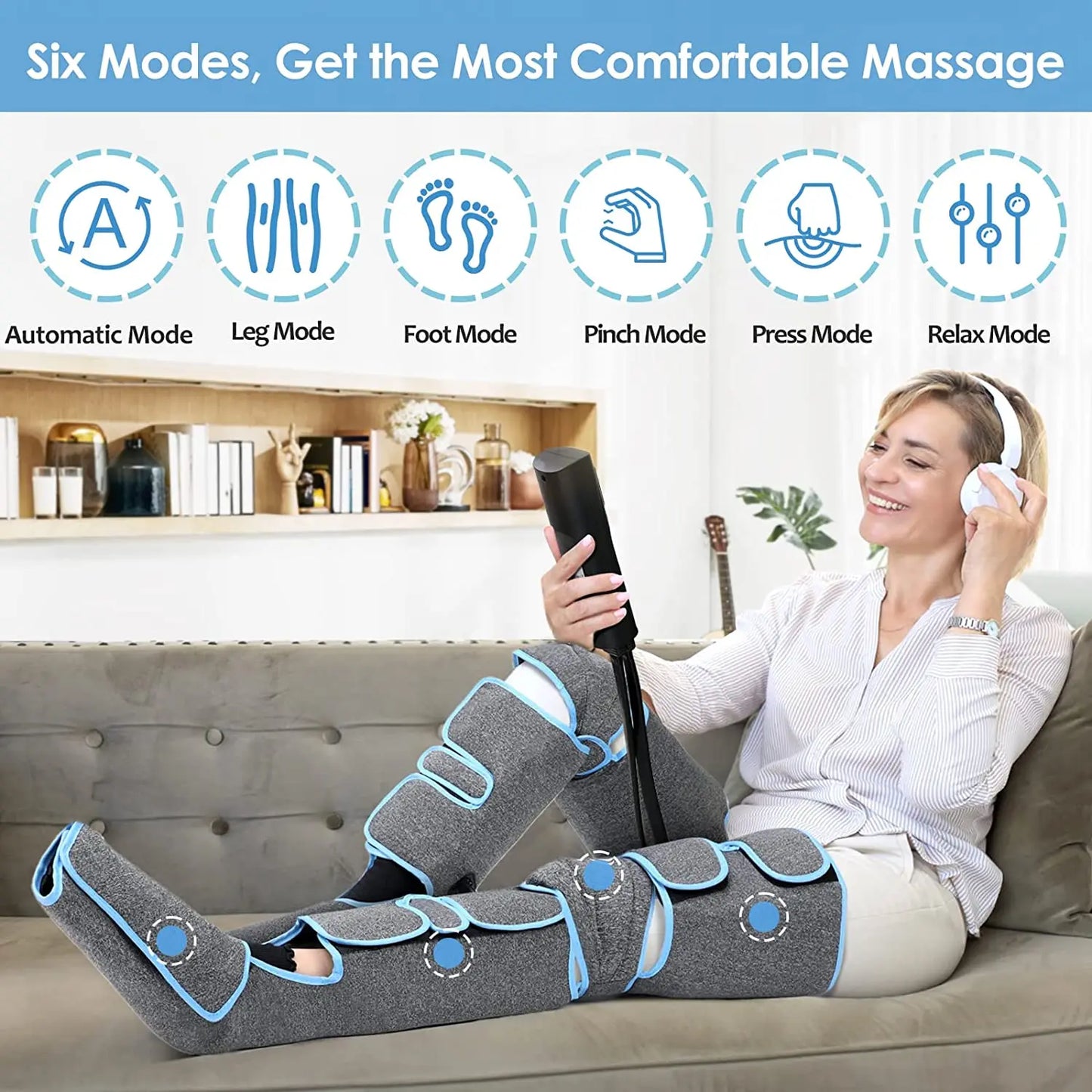 Massage Jambes 360° avec Chauffe Genoux – Sans Fil & Compression Intelligente